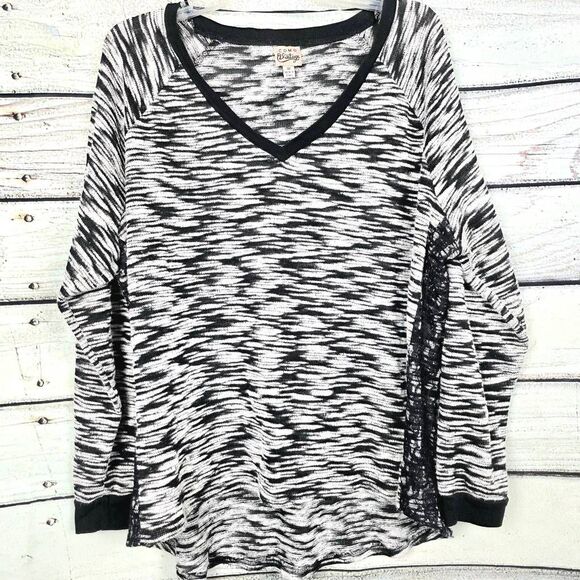 Como Vintage Black White Knit Pullover Sweater 3X - Picture 2 of 8